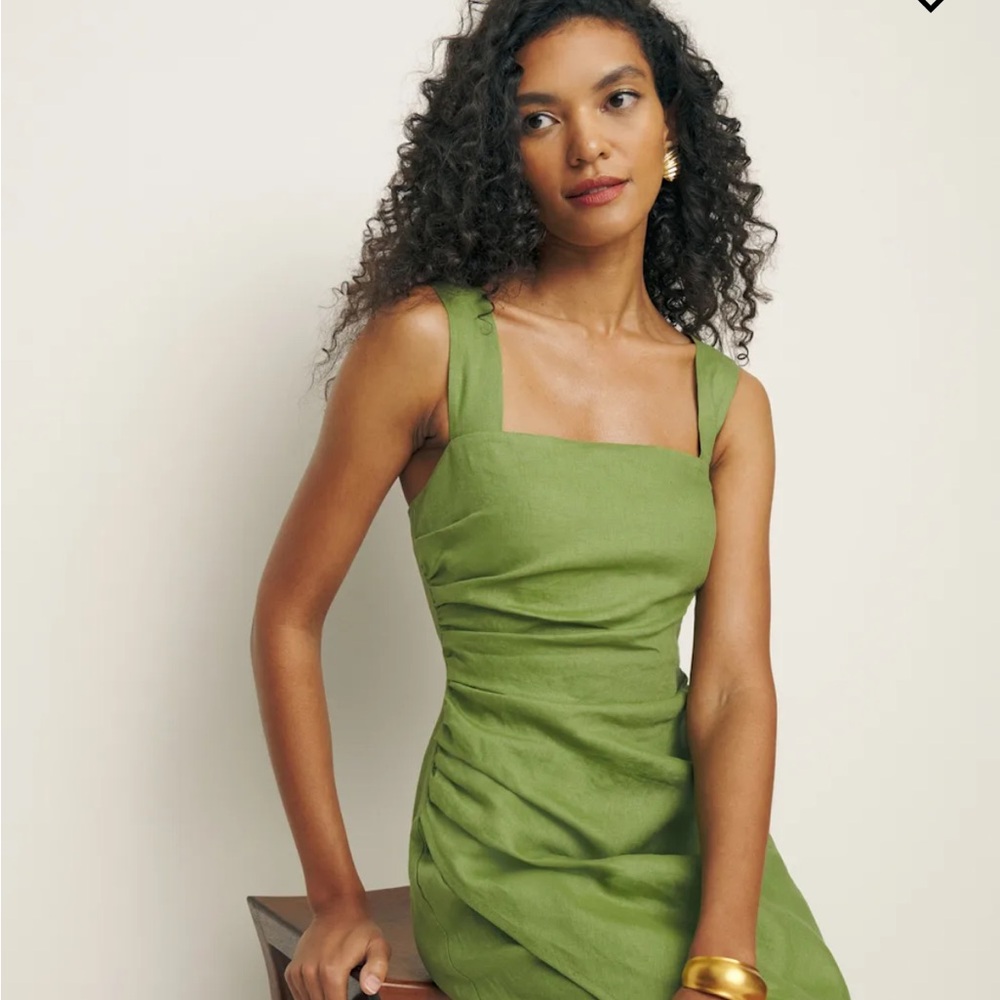 Reformation Kerrigan Linen Dress in Avocado